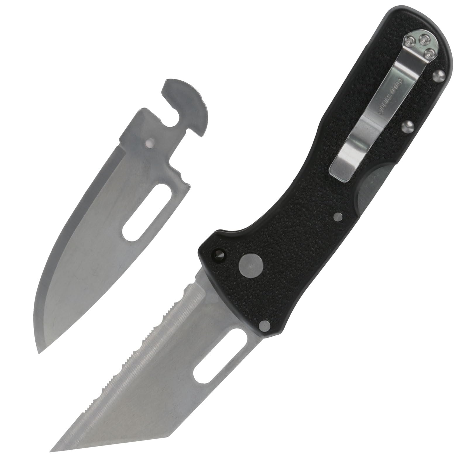 Cold Steel Durable Click N Cut Folder Hiking & Hunting Steel 5 Oz Compact 7" Long Folding Knife with Strong Lock & 2 Interchangeable Blades - Boxed Package
