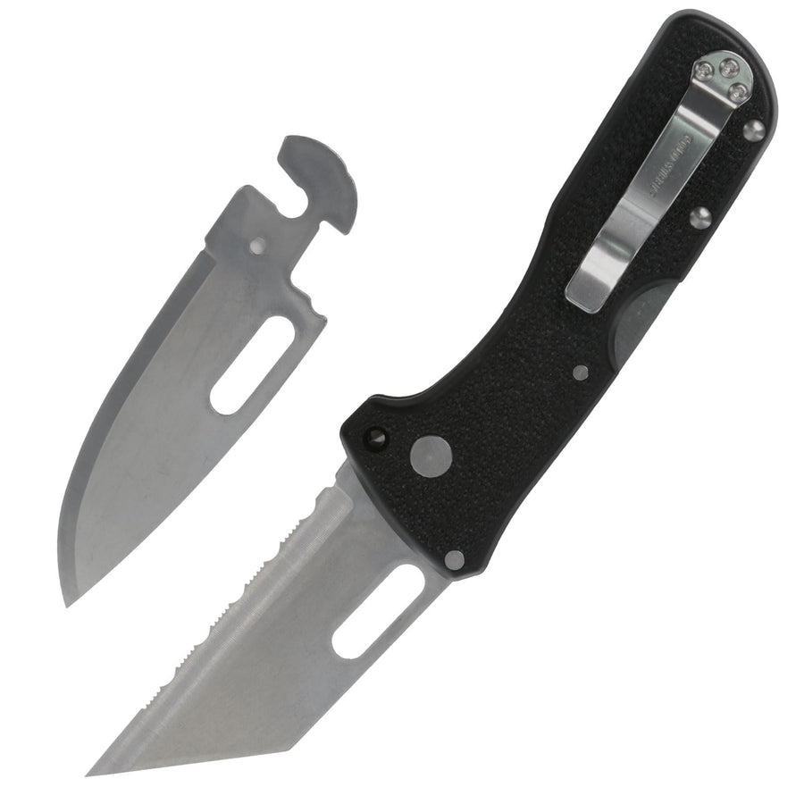 Cold Steel Durable Click N Cut Folder Hiking & Hunting Steel 5 Oz Compact 7" Long Folding Knife with Strong Lock & 2 Interchangeable Blades - Boxed Package