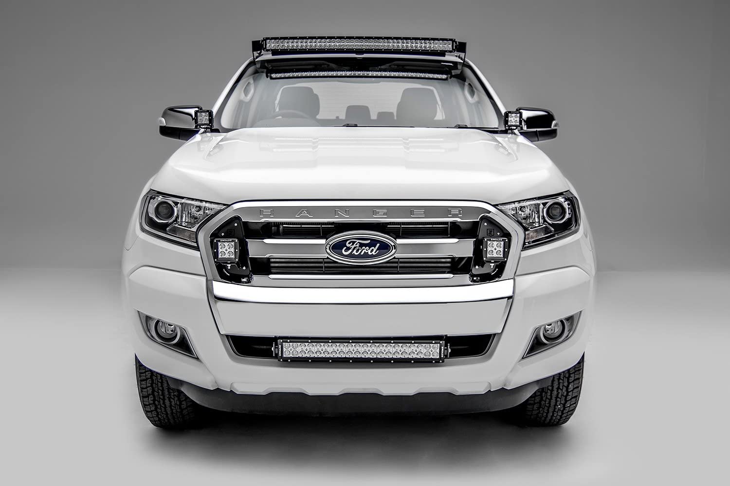 ZROADZ Front Bumper Center LED Kit 2015-2018 Ford Ranger T6, Incl. (1) 20 Inch LED Straight Double Row Light Bar - PN #Z325761-KIT