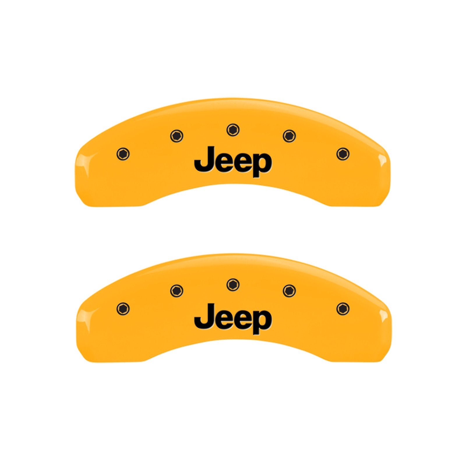 Caliper Covers MGP 42007SJEPYL, Set of 4 (Yellow Engraved Front and Rear: Jeep Powder Coat Finish Black Characters)