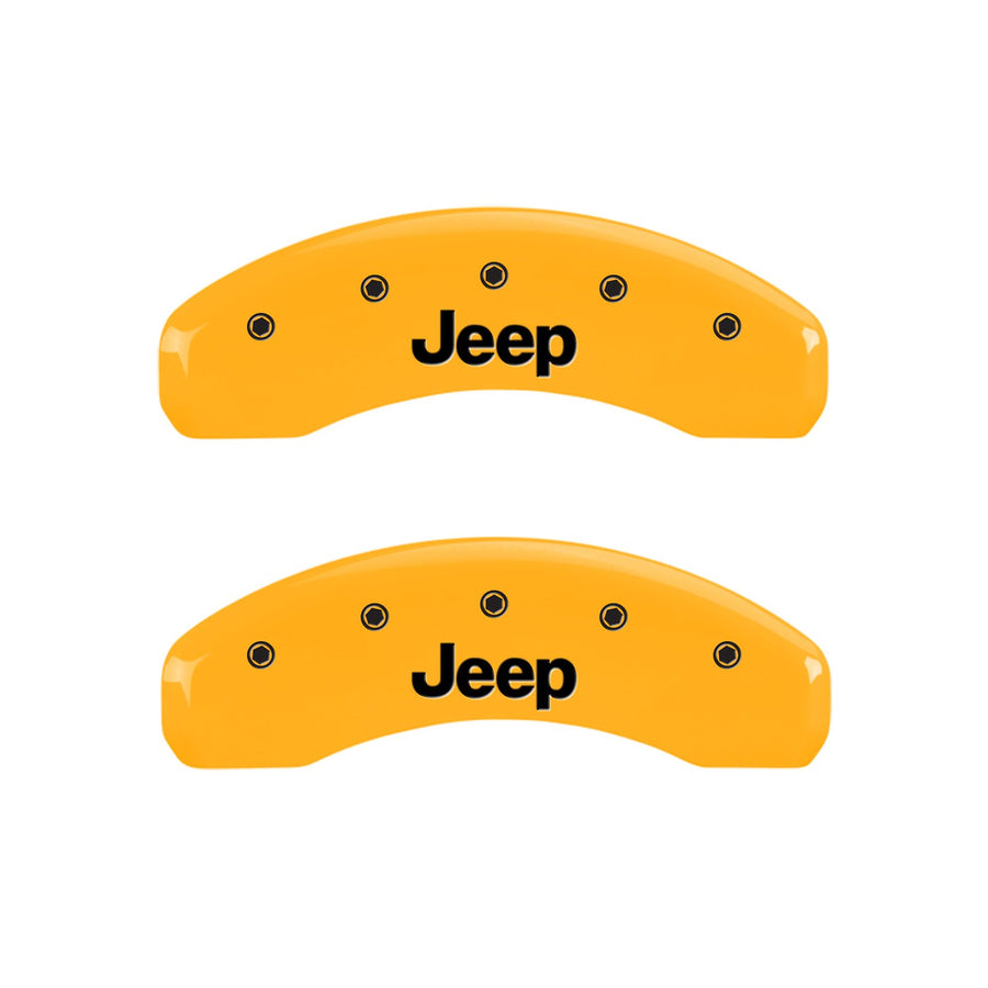 Caliper Covers MGP 42007SJEPYL, Set of 4 (Yellow Engraved Front and Rear: Jeep Powder Coat Finish Black Characters)
