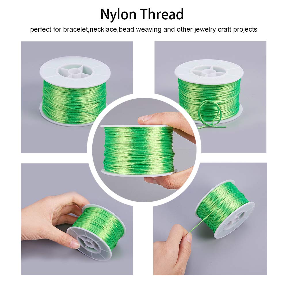 1 Roll JEWELEADER About 100 Yards Rattail Nylon Thread Cord 1mm Satin Trim Cord Chinese Knotting Beading Cord for DIY Jewellery Making Macrame Kumihimo Shamballa Friendship Bracelet - Yellow Green