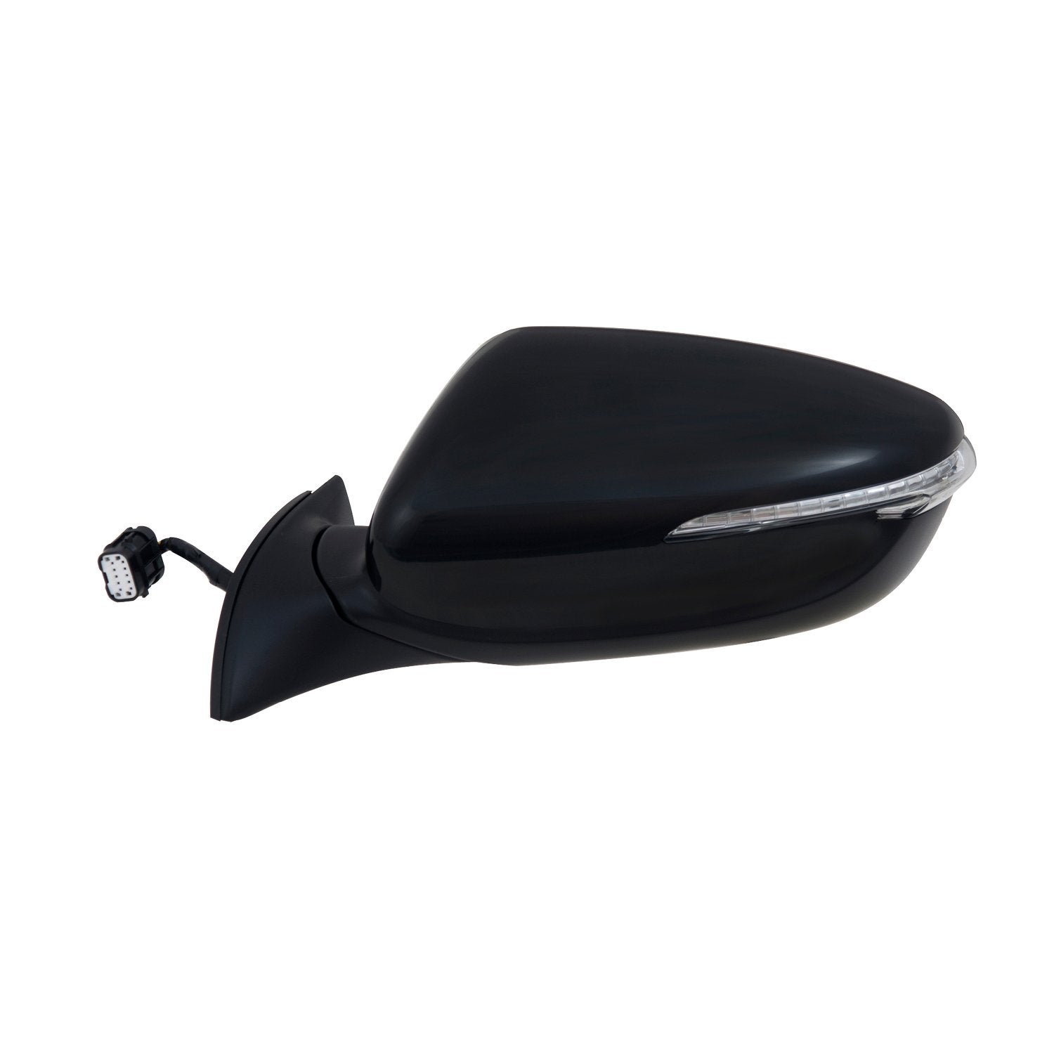 Driver Side Fit Mirror for Kia Forte Sedan, Forte 5 Hatchback, Textured Black w/PTM Cover, w/Turn Signal, Foldaway, w/o Puddle lamp, Heated Power