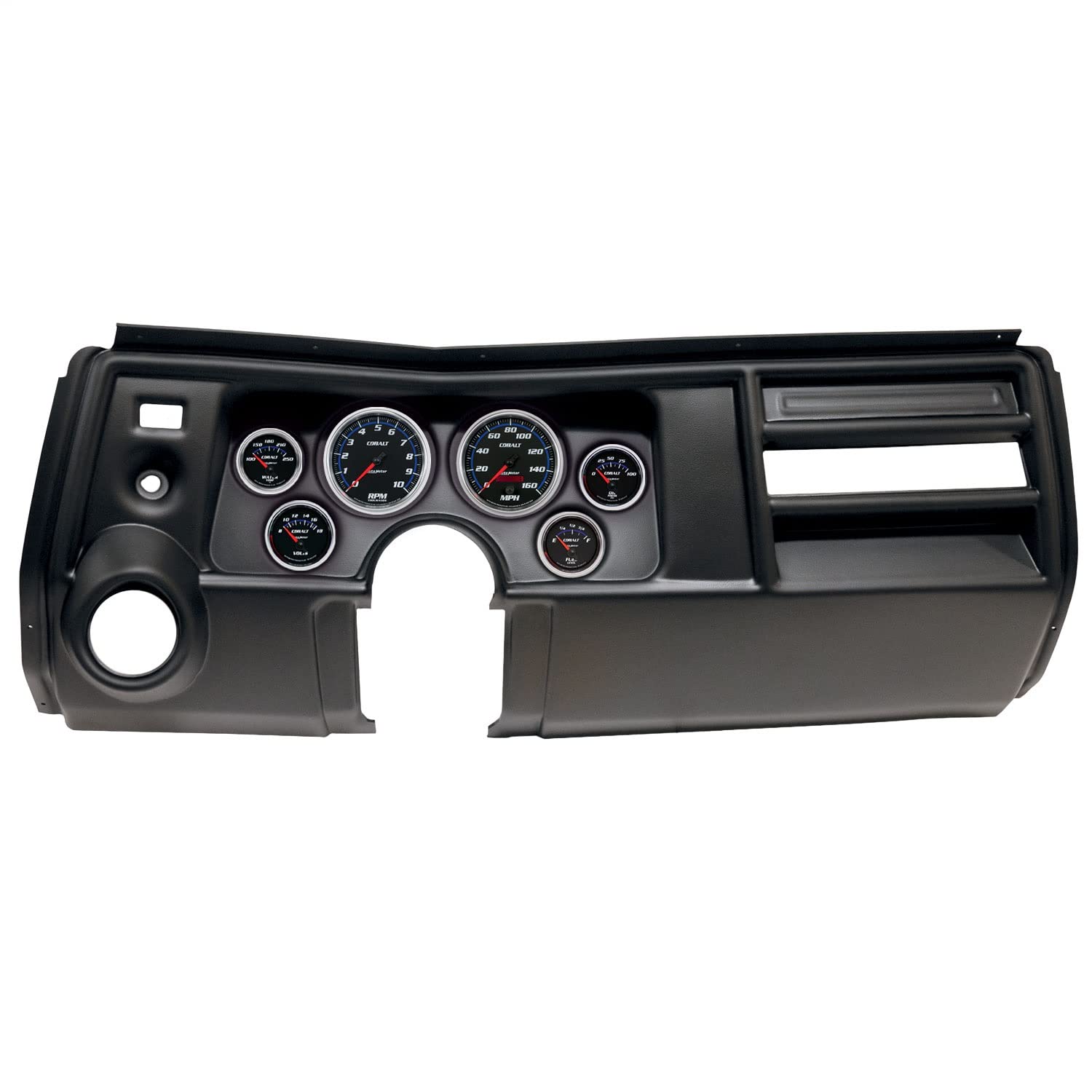 AutoMeter Dash Kit Direct Fit, (3 3/8" X2, 2 1/16" X4), Chevy Chevelle Vent 69, Cobalt (2909-05)