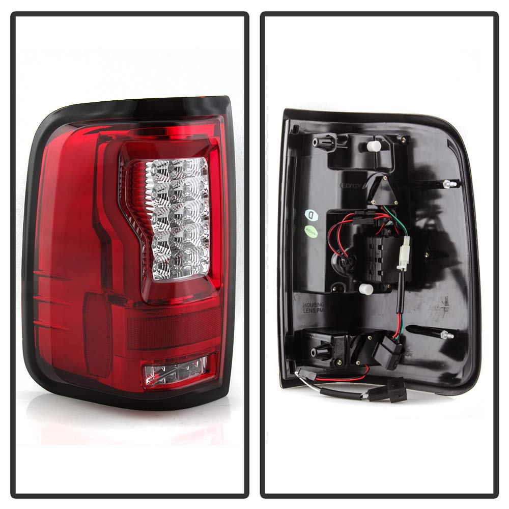 Ford F150 Spyder 5084194 Styleside 04-08 (Not Fit Heritage & SVT) Version 2 Light Bar LED Tail Lights - Red Clear