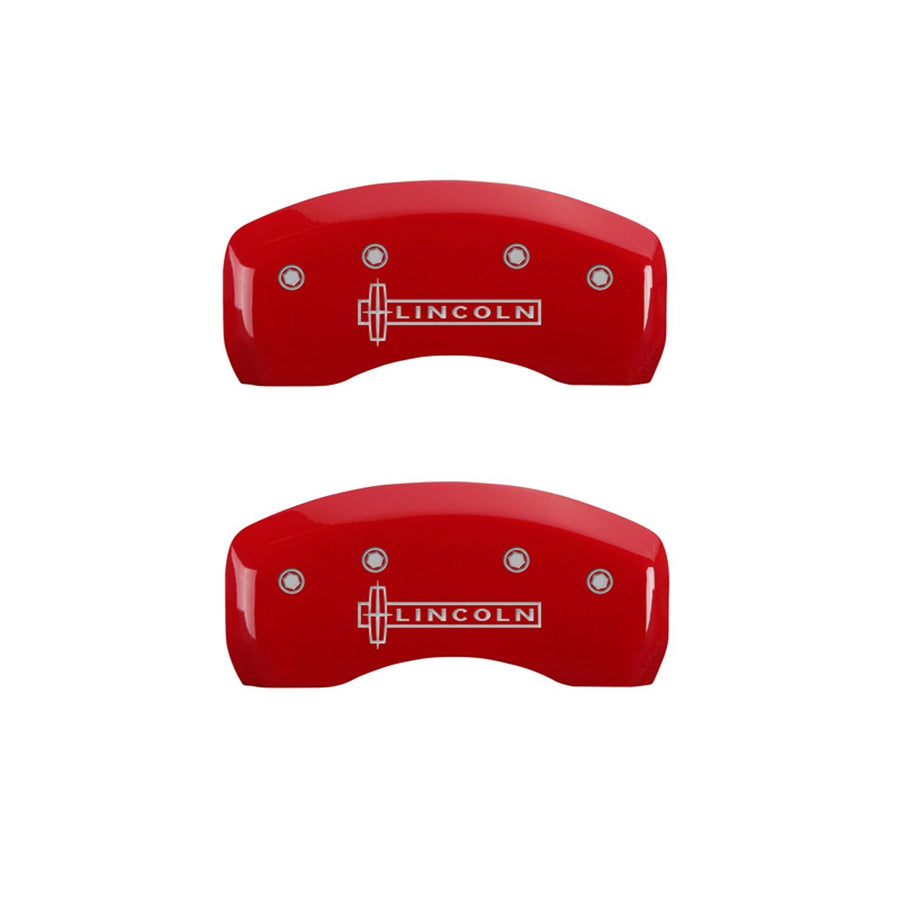 MGP Caliper Covers 'LINCOLN' 36006SLCNRD Engraved Caliper Cover with Red Powder Coat Finish and Silver Characters, (Set of 4)
