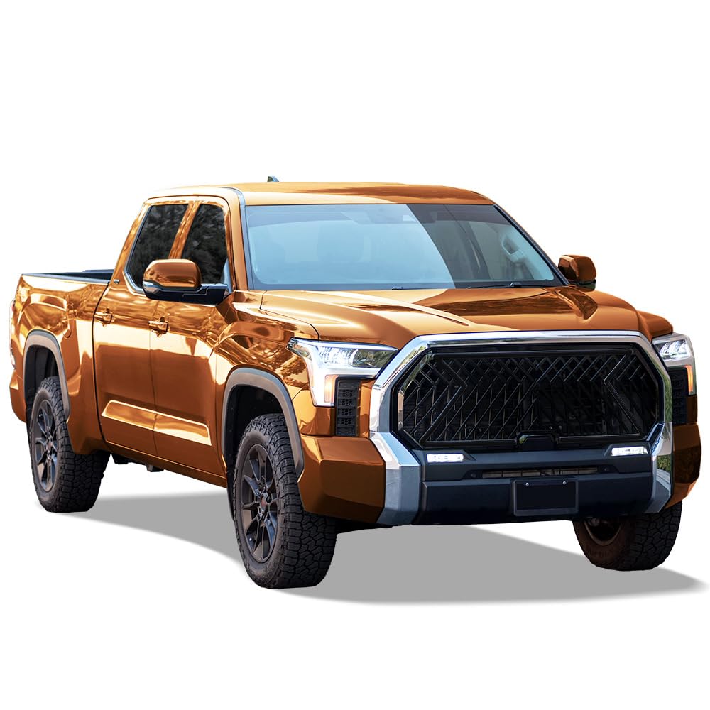 LEX Style Armordillo Mesh Front Grille|Compatible With 2022-2024 Toyota Tundra|8735015|ABS Plastic|Gloss Black|Front Hood Bumper Grille