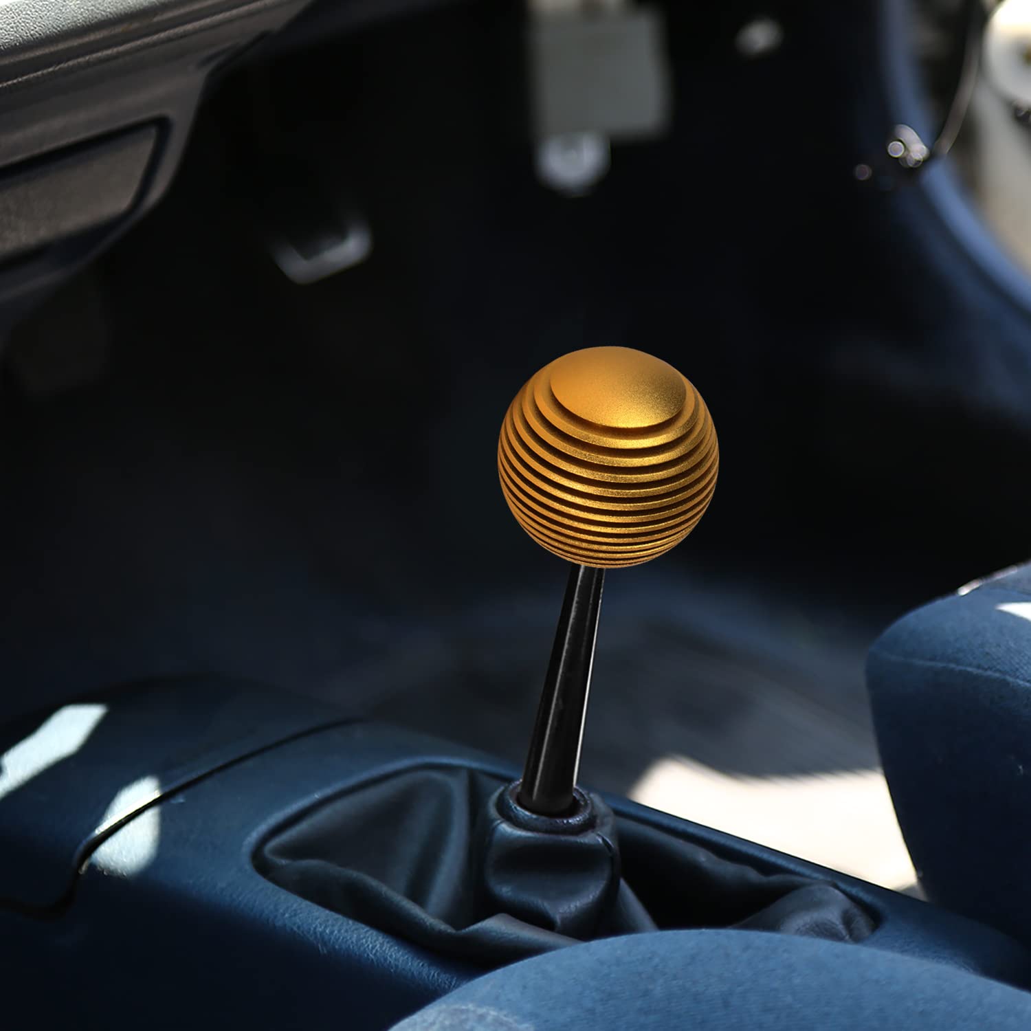 NRG Innovations Universal Aluminum SK-703GD Shift Knob with Thread Adapters, Heat Sink Style Round Ball Shape, Gold