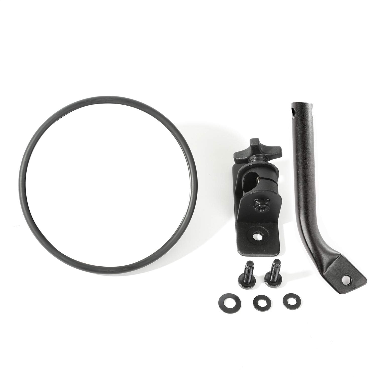 Stubby Trail Mirror, Round, Textured Black | Rugged Ridge | 11025.19 | Fits 1997-2018 Jeep Wrangler