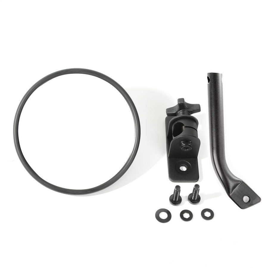 Stubby Trail Mirror, Round, Textured Black | Rugged Ridge | 11025.19 | Fits 1997-2018 Jeep Wrangler