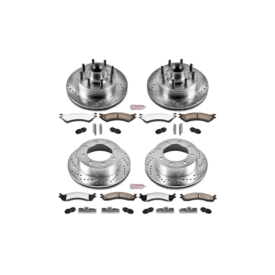 Power Stop K4434-36 Z36 Truck & Tow Front and Rear Brake Kit, Carbon Fiber Ceramic Brake Pads and Drilled/Slotted Brake Rotors