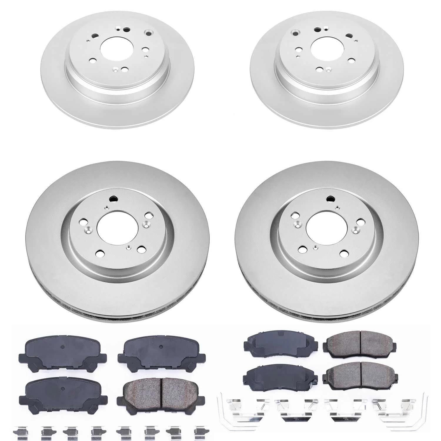 Power Stop CRK5858 Brake Rotor & Coated Ceramic Brake Pads- front & rear For Honda Odyssey 2011-2014 [Model Specific]