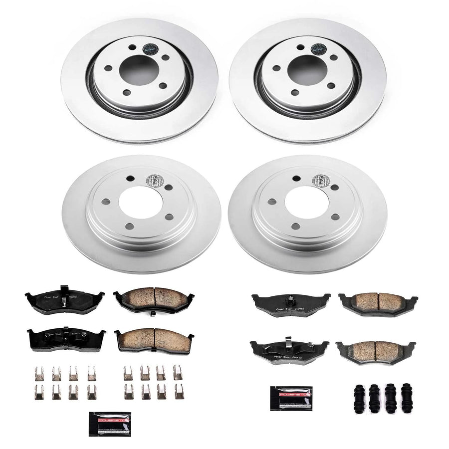 Power Stop CRK1701 Coated Brake Rotors and Front and Rear Z17 Ceramic Brake Pads Kit For Chrysler 300M 1999-2002, Chrysler LHS 2001 [Model Specific]