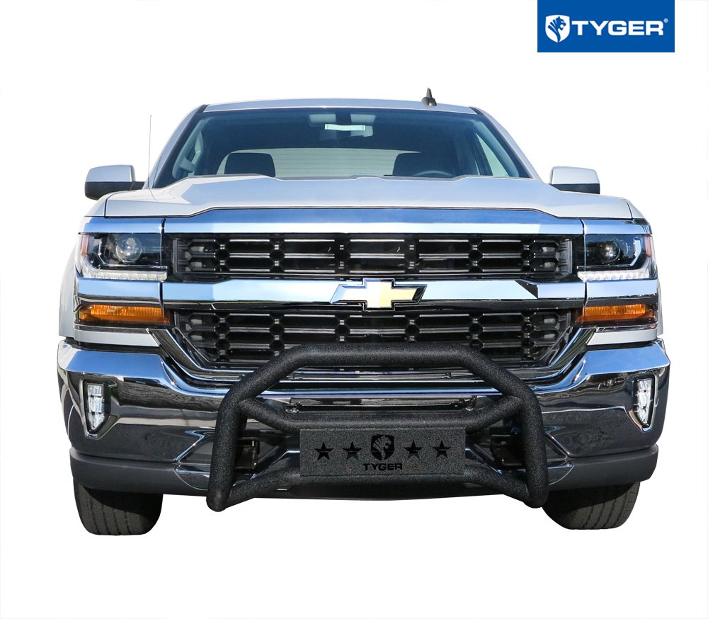 Tyger Auto TG-GD6C60048 Bumper Guard Front Compatible with 2007-2018 Chevy Silverado / GMC Sierra 1500 (Exclude 2007 Classic Models) | Textured Black | Light Mount | Bull Bar
