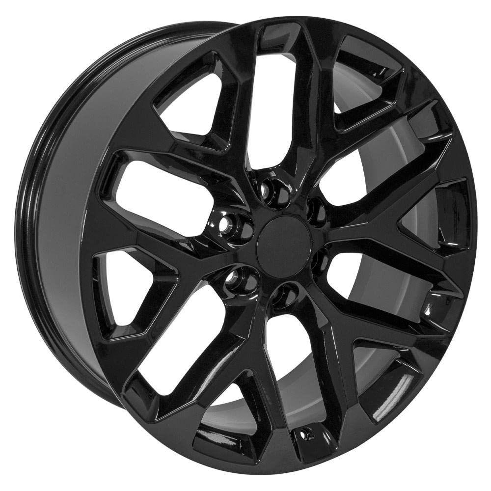 22x9 OE Wheels CV98B Snowflake Wheels - Gloss Black 22 Inch Rims, 6x139.7 Wheels - Optional TPMS & 285/45R22 Tires and Rims Packages - Fits GM Trucks & SUVs (Single Rim)