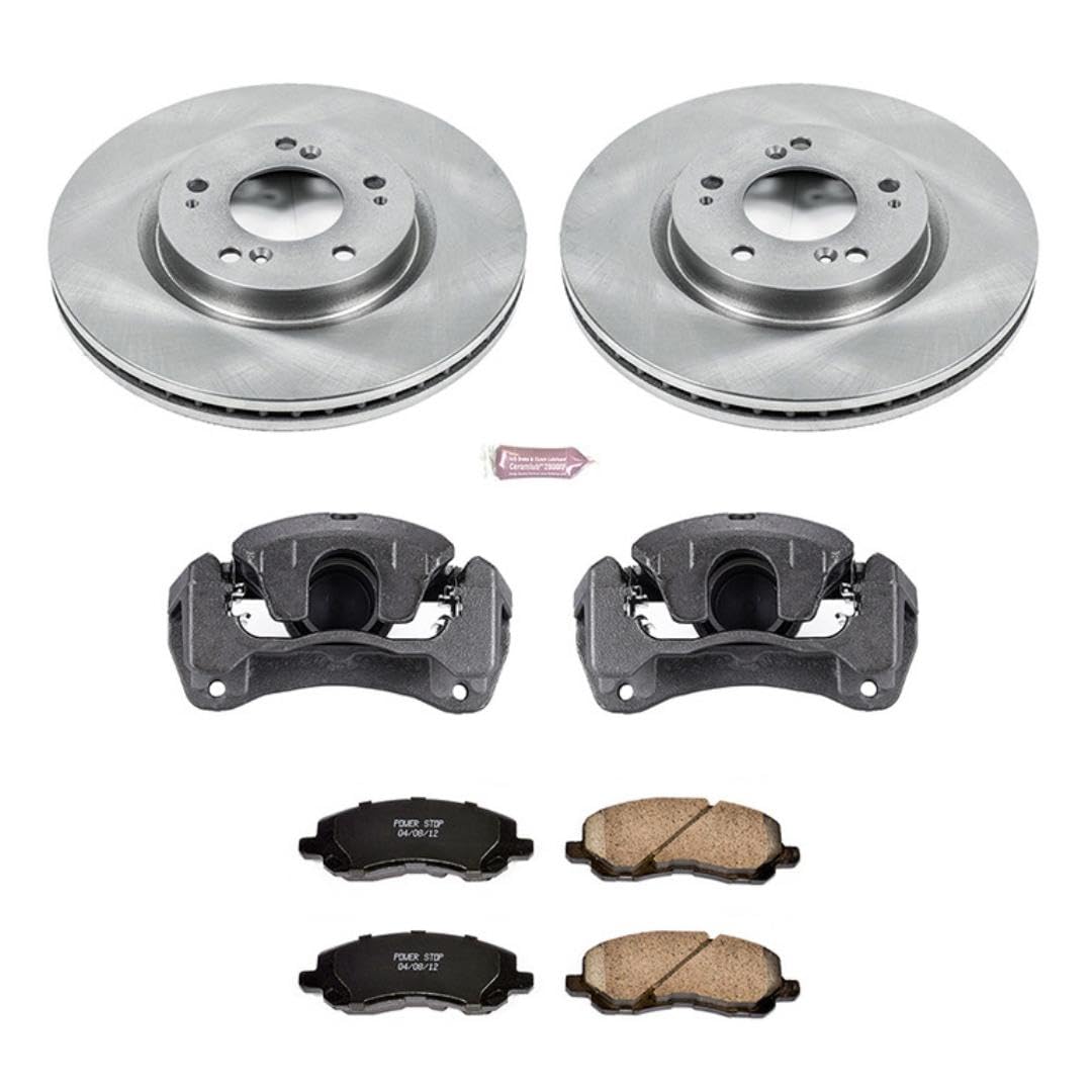 Power Stop KCOE094 Replacement Autospeciality Front Caliper Kit- OE Rotors, Ceramic Brake Pads, Calipers For Mitsubishi Eclipse 2006-2012, Mitsubishi Galant 2004-2009 [Model Specific]