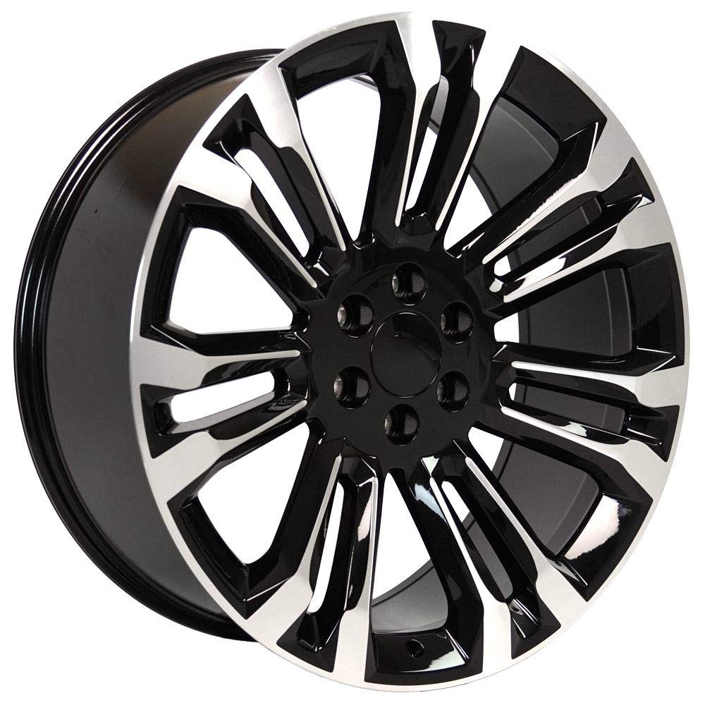 24 Inch OE Wheels CV43B Rim Fits Silverado 1500 Style 6x139.7 24x10 Gloss Black Machined - Hollander 5666 (1)