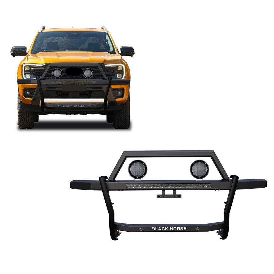 Rambler Black Horse Grille Guard Kit Modular Black Compatible with 2019-2023 Ford Ranger-RAGF10-K1PLFB