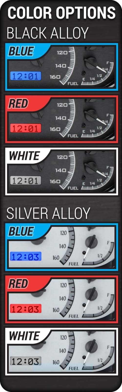 Dakota Digital VHX Analog Dash System 77 - 90 Chevy Impala / Caprice Black Alloy Blue VHX-77C-CAP-K-B