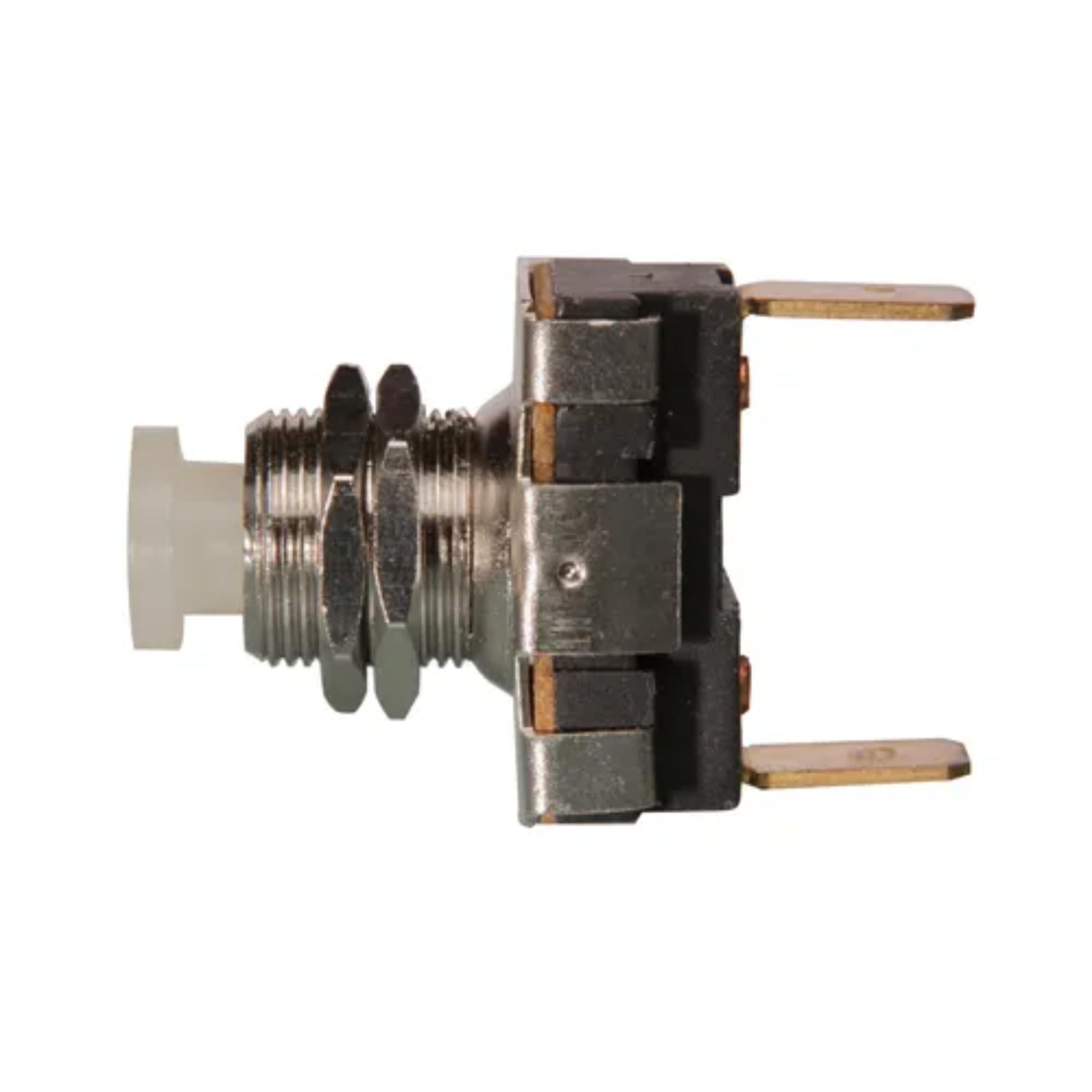 Sierra International Contoured MP39670 Plastic/Compact Push Button Switch with Chrome Plated Brass Mounting Stem, White