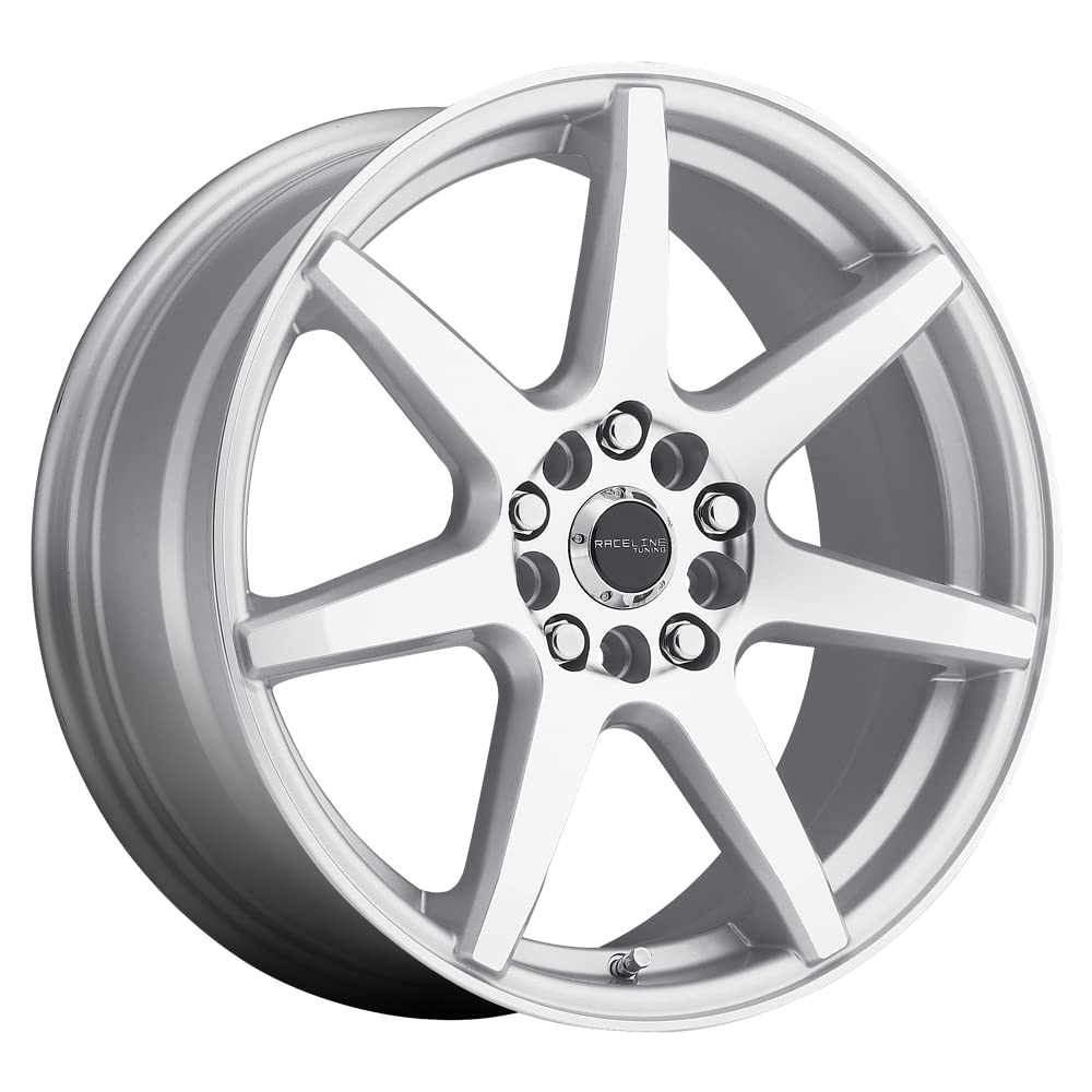 131S EVO Raceline Wheels Silver 16X7"5X100/5X114.3 Bolt Pattern +40mm Offset/(5.57"B/S) 7 Spoke Aluminum Passenger Car Wheels, Full Size Replacement Silver Car Rims