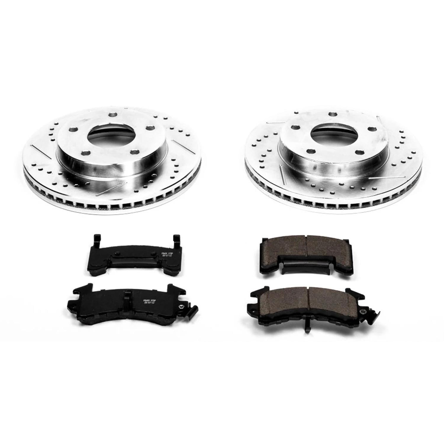 Power Stop K3003 Z23 Carbon Fiber Brake Pads Front OR Rear with Drilled & Slotted Brake Rotors Kit
