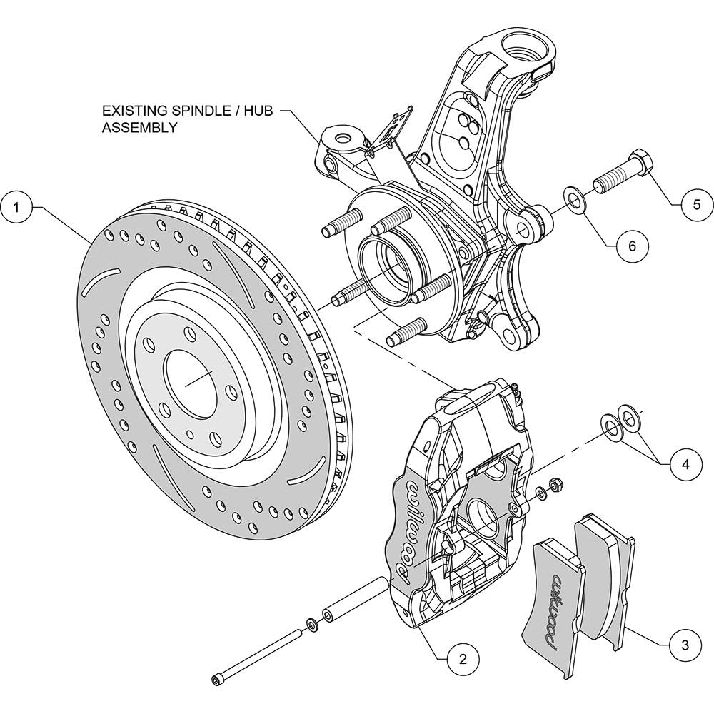 Front Brake Kit Wilwood 97-13 Corvette Drilled Rotors