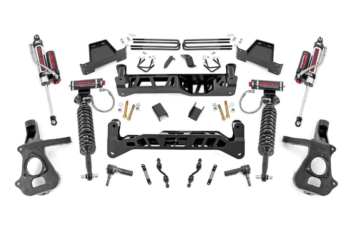7" Rough Country Suspension Lift Kit with Vertex Coilovers/Vertex Shocks for Chevy Silverado & GMC Sierra 1500 2WD (2014-2018 w/Stock Cast Steel Control Arms)