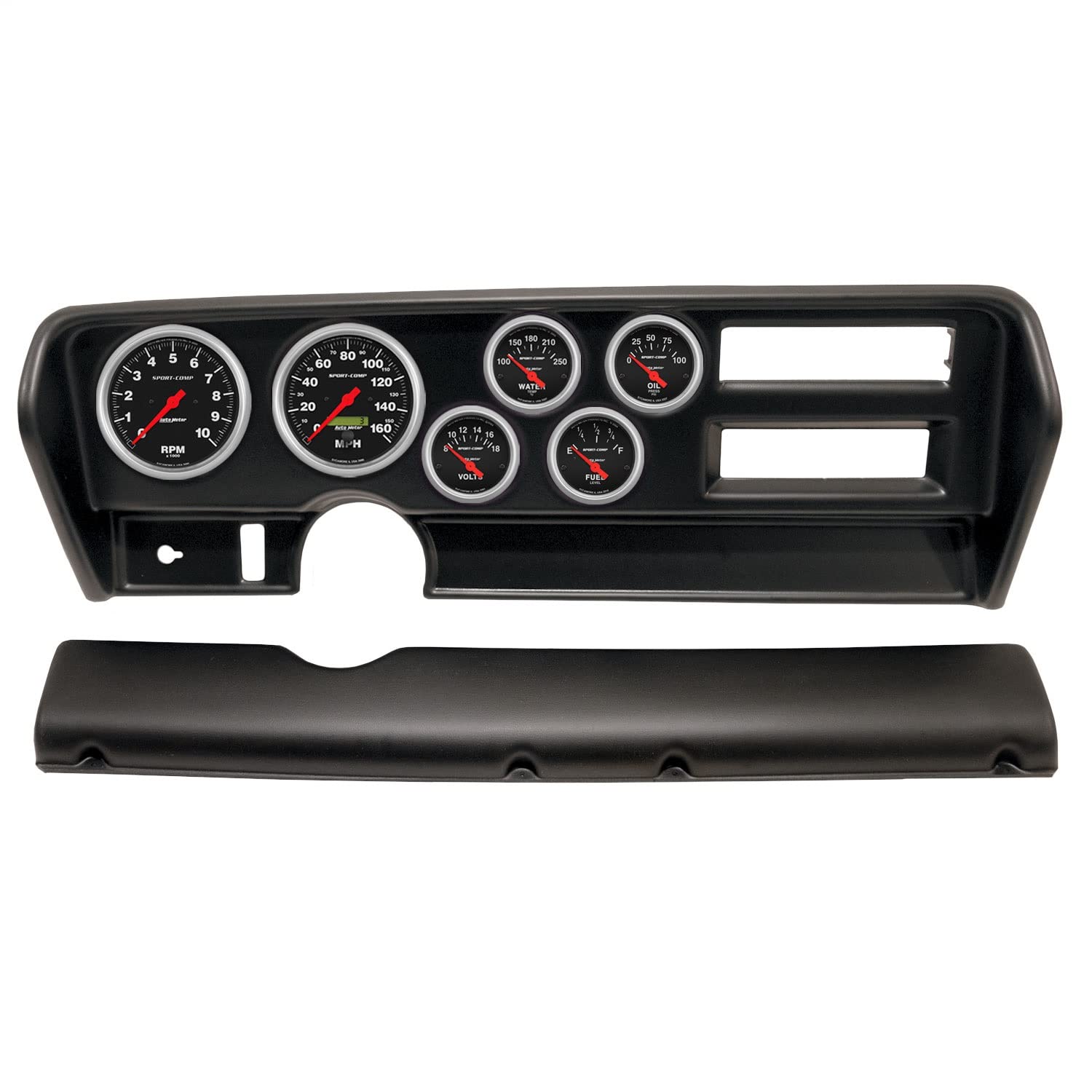 AutoMeter Dash Kit Direct Fit, (3 3/8" X2, 2 1/16" X4), Pontiac GTO Ac 70-72, Sport-Comp (2915-11)