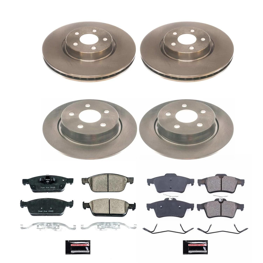 Power Stop KOE8174 Replacement Brake Kit-OE Front and Rear Brake Rotors & Ceramic Pads For Ford Transit Connect 2018-2023 [Model Specific]