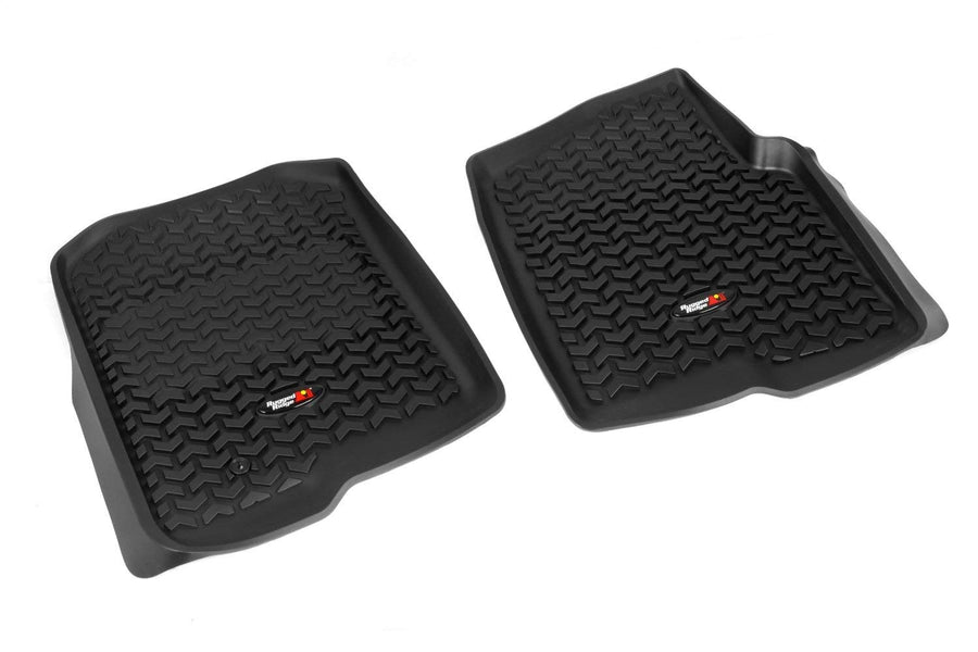 Front Floor Liners Rugged Ridge for Ford F-150 | Pair, All-Terrain, Black | 82902.01 | Fits 2004-2008 Ford F-150 Raptor/Regular Cab/Extended Cab/SuperCrew Cab; Lincoln Mark LT