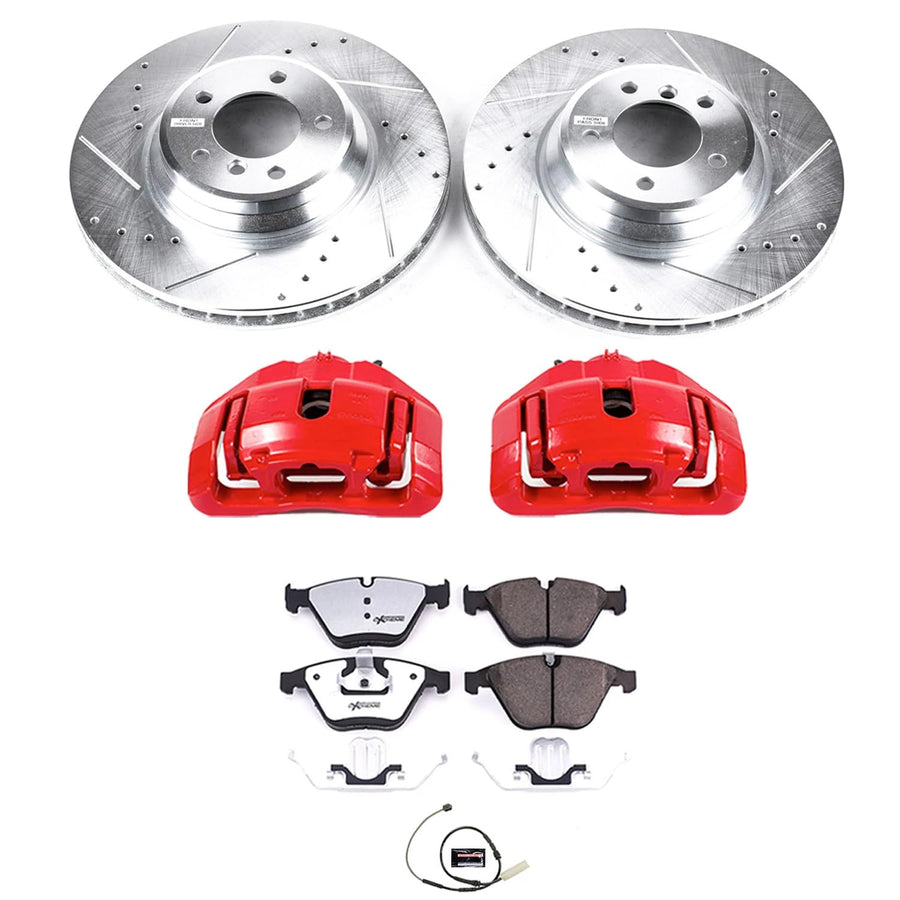 Power Stop Front KC6055-26 Z26 Street Warrior Brake Kit and BMW 1 Front Sensor Wire