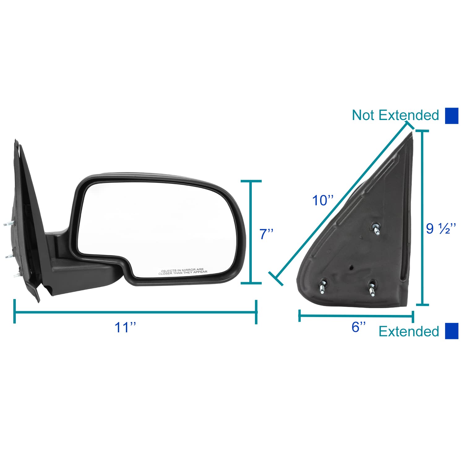 Manual Side Mirrors Spec-D Tuning Black Compatible with 1999-2002 Chevy Silverado, Left + Right Pair