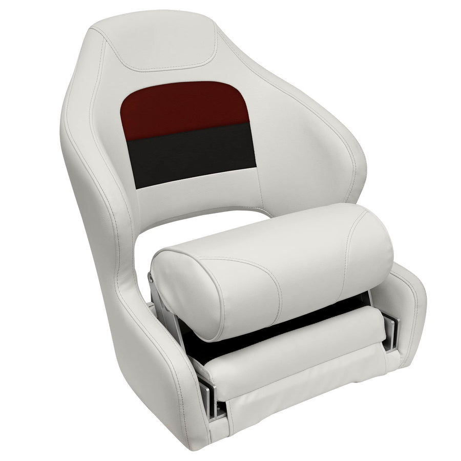 Deluxe Pontoon Series Wise 8WD3315-1009 Bucket Seat with Bolster, White/Red/Charcoal