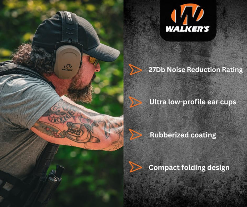Slim Earmuffs, Walker's Passive-Coral, One-Size