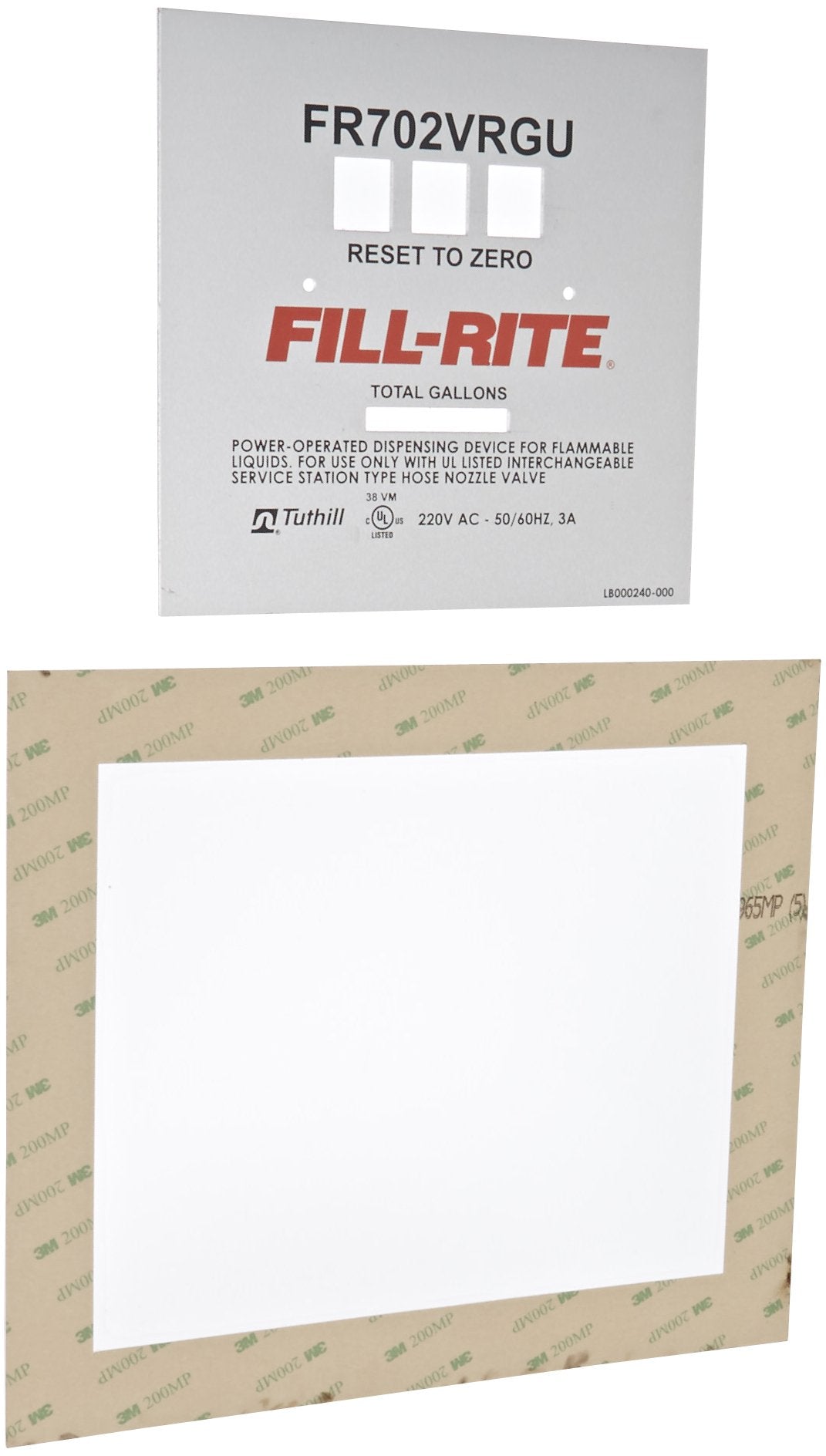 KIT702VRGUFP Fill-Rite Kit, FR702VRGU Faceplate