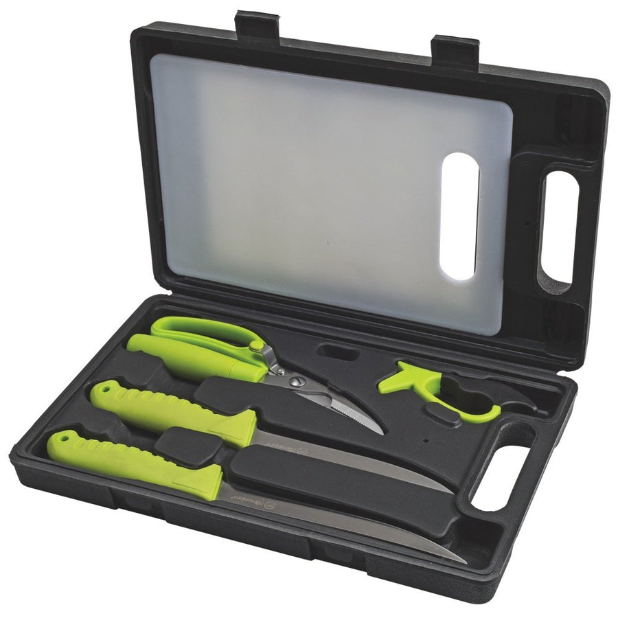 5-Piece Kilimanjaro Fishing Knife Set with Cutting Board, Green