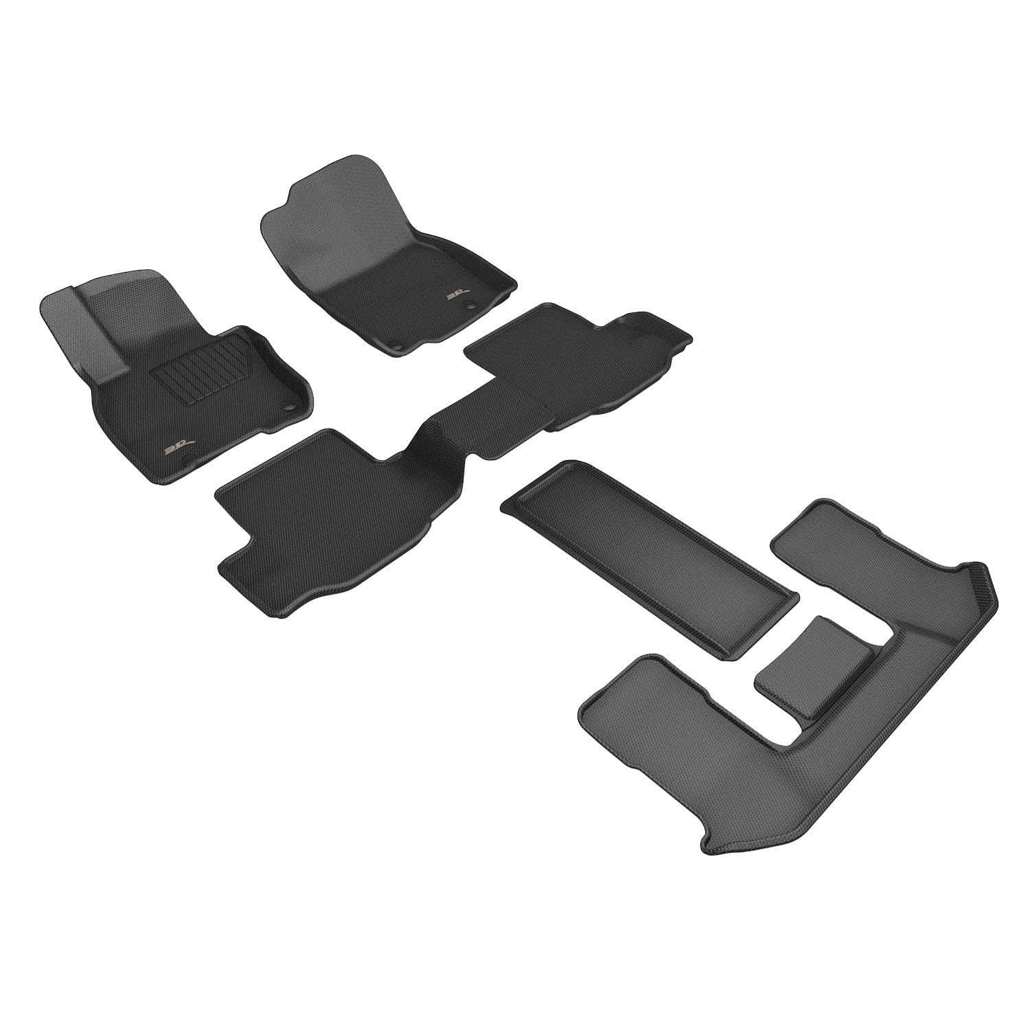 3D MAXpider Kagu Floor Mat Compatible with Mazda CX-90 (Black) 6&7 Seat 2024-2025 - Full Set