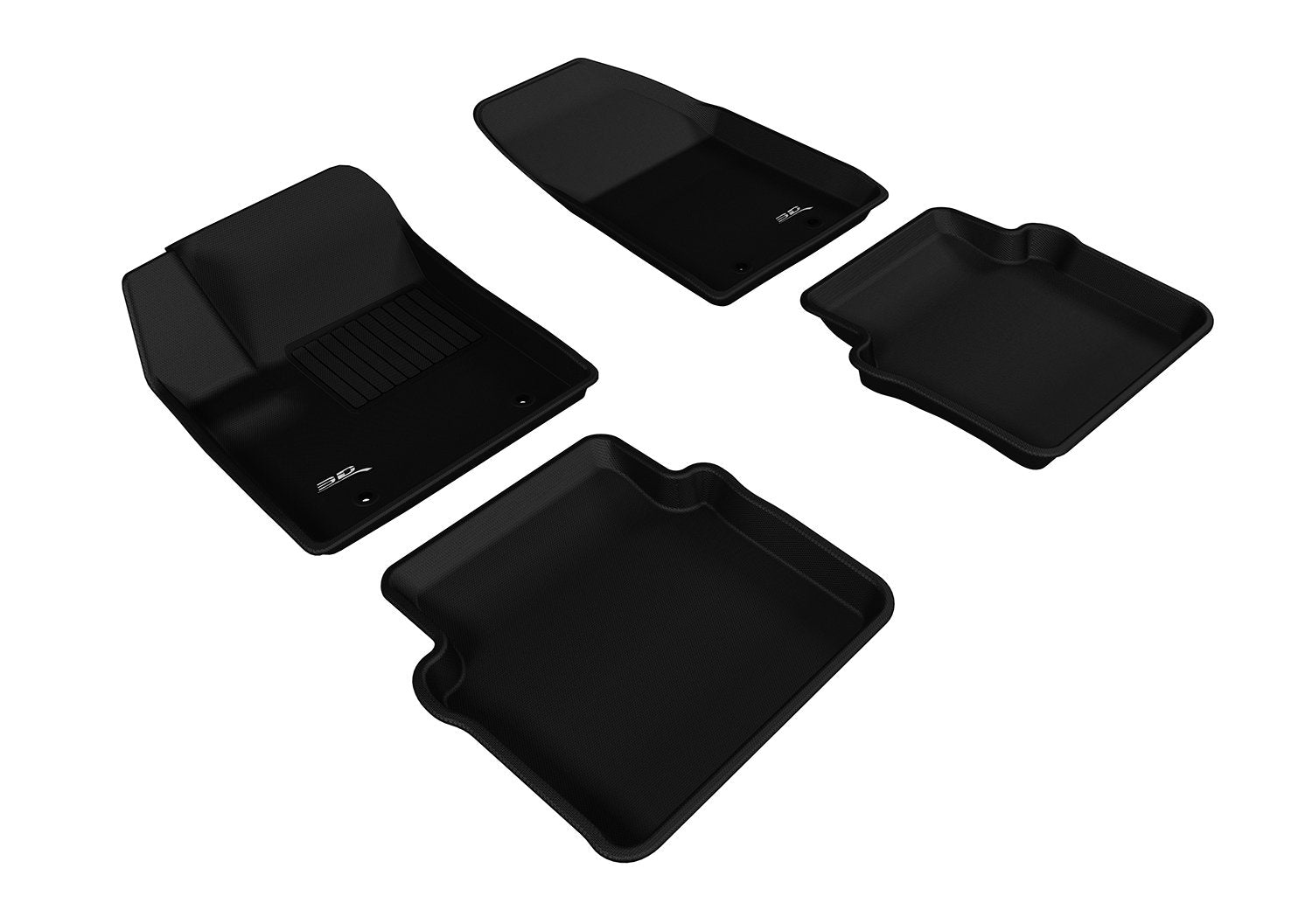Complete Set 3D MAXpider Custom Fit All-Weather Floor Mat for Select Chrysler 200 Sedan Models - Kagu Rubber (Black)