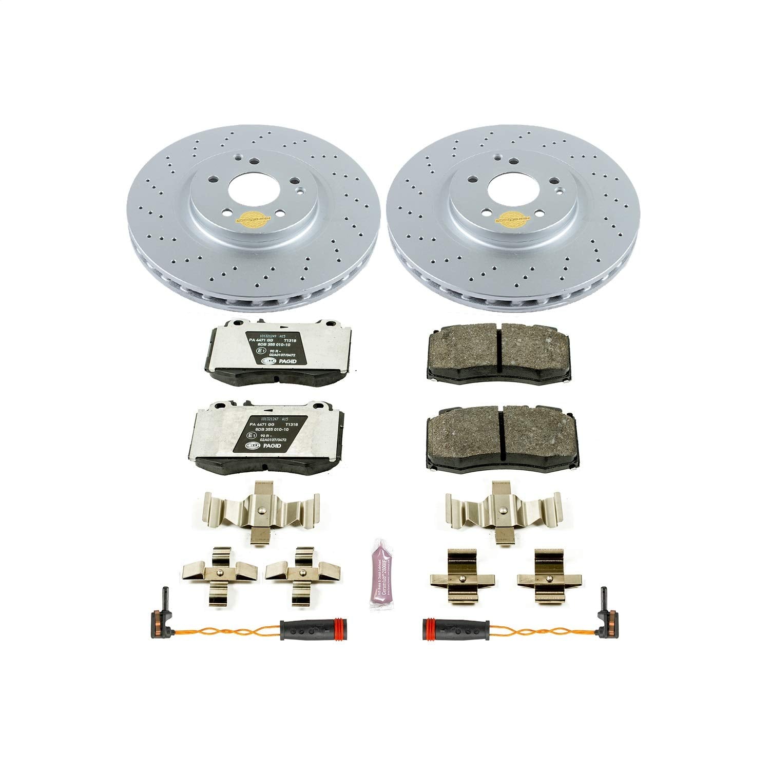 Power Stop Front Euro-Stop Brake Kit ESK2950 and 2 Front Sensor Wires Mercedes