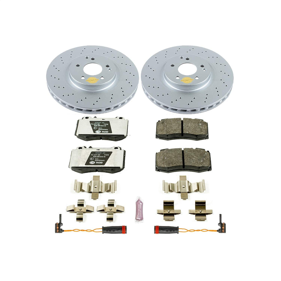 Power Stop Front Euro-Stop Brake Kit ESK2950 and 2 Front Sensor Wires Mercedes