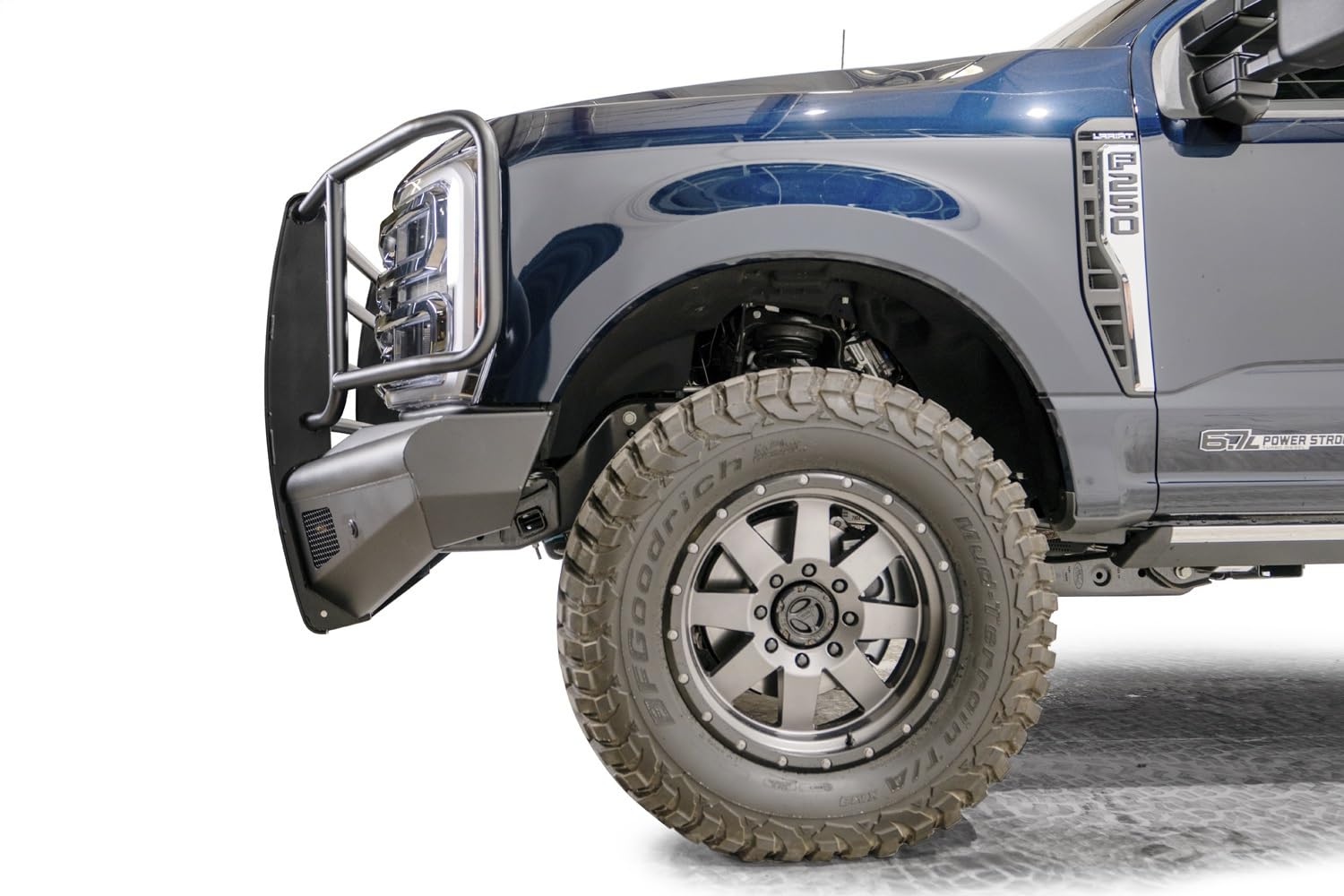 Fab Fours Elite Front Bumper FS23-Q5960-1 fits 2023 Ford F-350 Super Duty - Black Steel - w/Full Grill Guard - Sensor Compatible - Black Matte