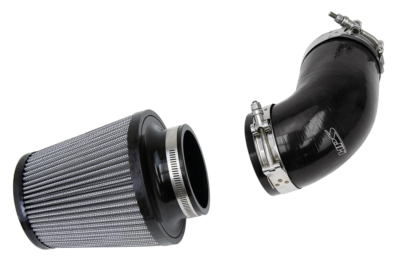 Black HPS Silicone Shortram Air Intake Kit Compatible for 2009-2011 Hyundai Genesis Sedan 3.8L V6, 827-276WB