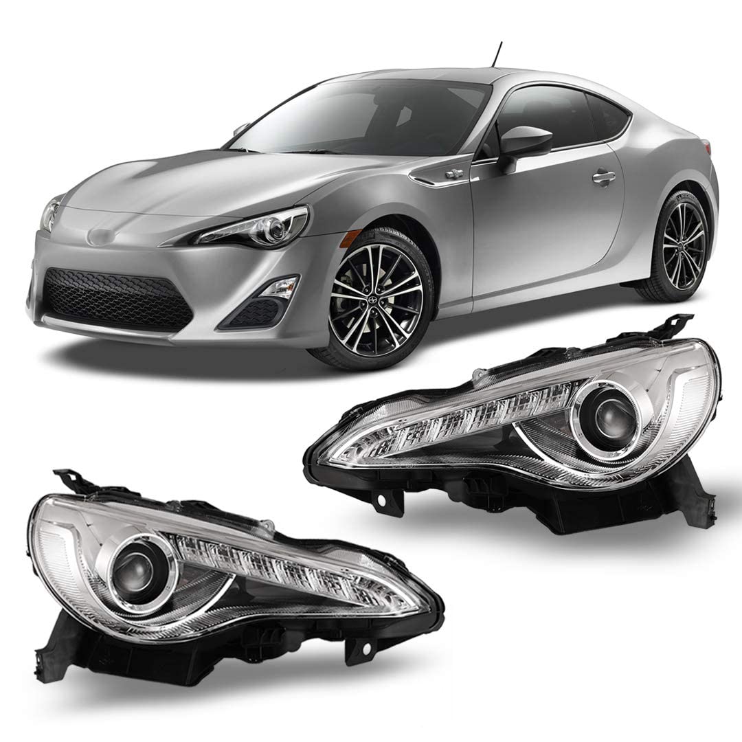 Winjet LED DRL Bar Projector Headlights Compatible with [2012 2013 2014 2015 2016 FR-S Toyota 86] (Chrome)