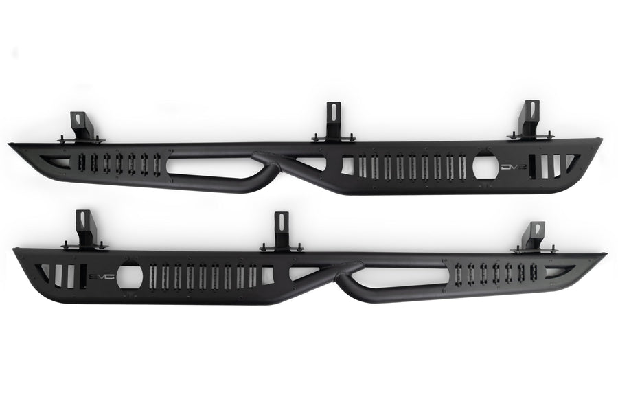 OE Plus DV8 Offroad Side Steps for The 2007-2018 Jeep Wrangler JK 4-Door | Body/Pinch Weld Mounted Side Steps | Protection Against Light Debris (Not Intended for Sliding)