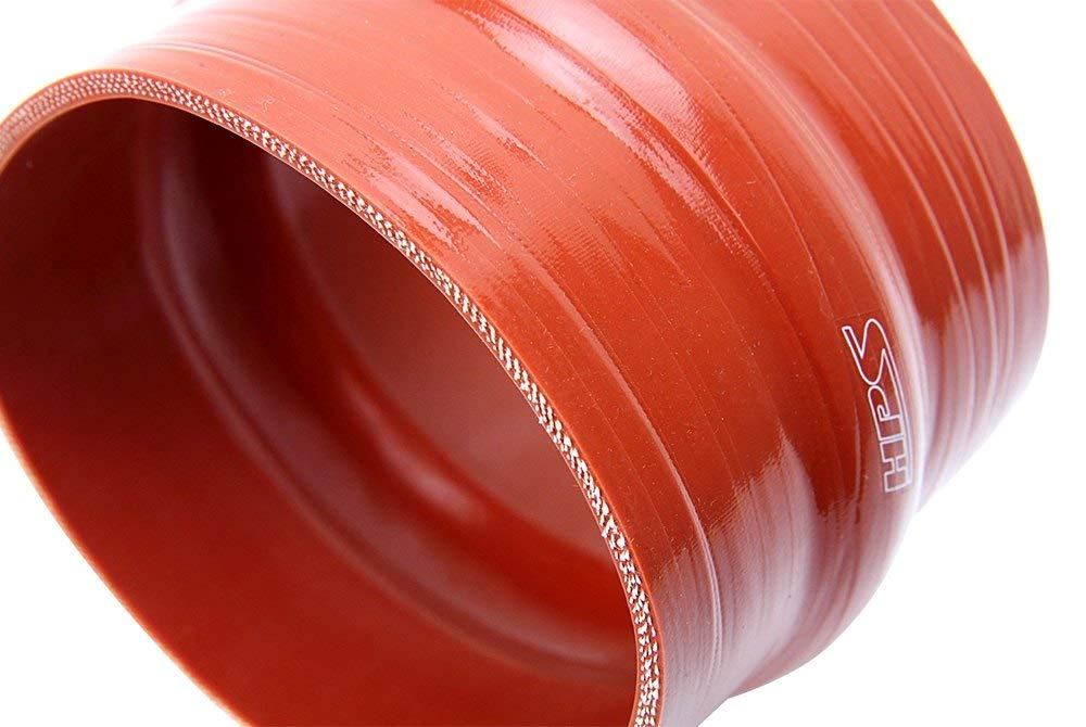 3.75" ID HPS, 6" Length Silicone Hump Coupler Hose, Ultra High Temp 4-Ply Aramid Reinforced, 30 Psi Max. Pressure, 500F Max. Temperature, SHC-375-L6-HOT, Silicone, Orange