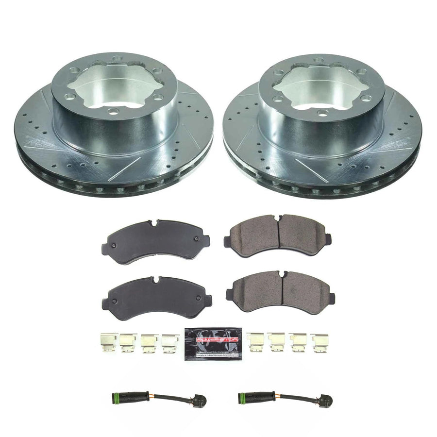 Power Stop K8431 Rear Carbon-Fiber Ceramic Brake Pad and Drilled and Slotted Rotor Z23 Daily Driver Kit