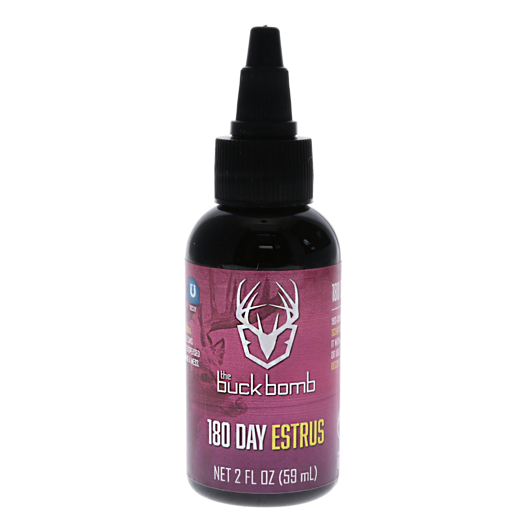 Buck Bomb Hunters Specialties Natural 180 Day Estrus Liquid Scent w/Wicks | Deer Buck Lure Hunting Primetime Post/Pre Rut Scent Attractant for Hunting, 2 Oz - Pack of 2 Bottles