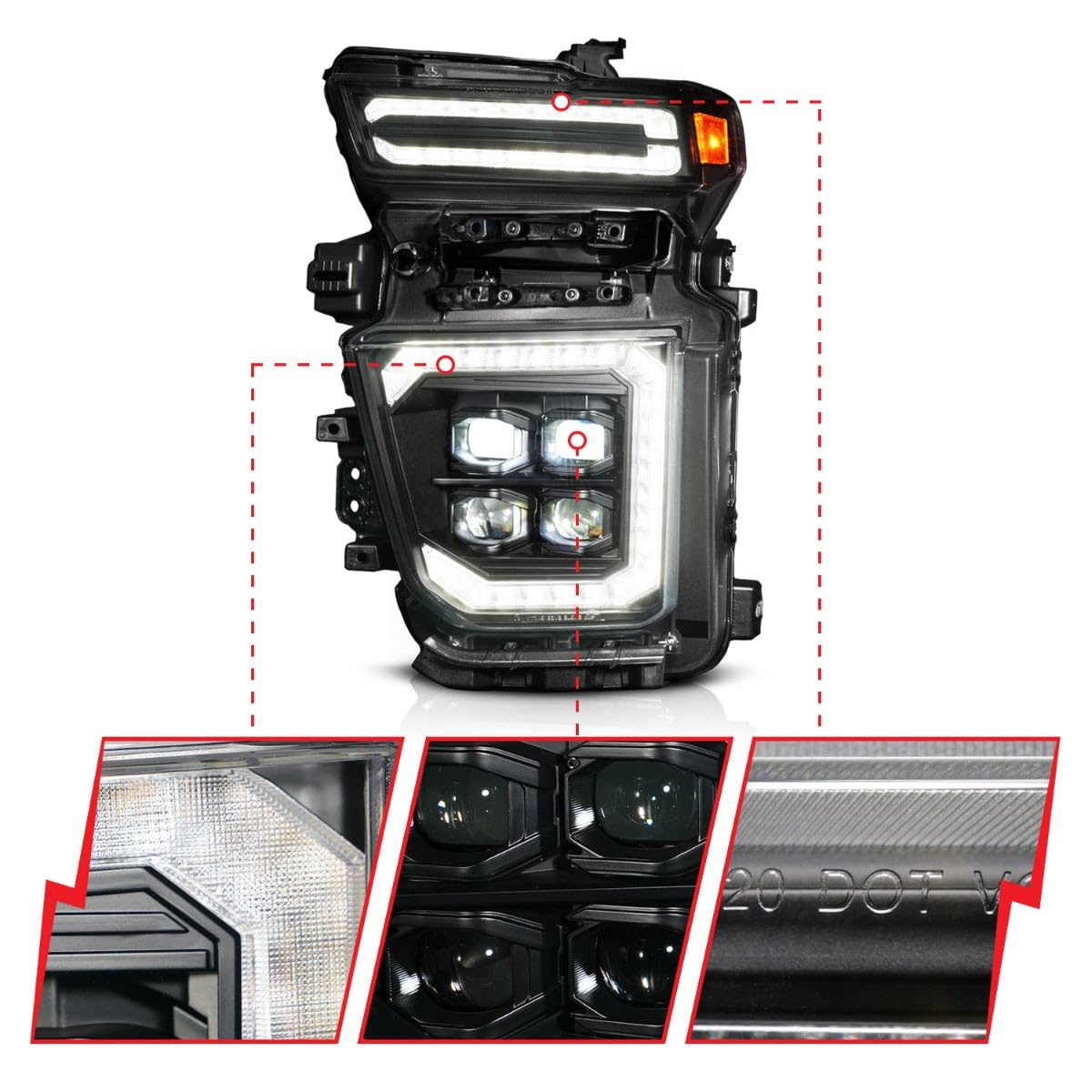 Z-Series ANZO 20-23 Chevy Silverado 2500/3500 Full LED Proj Headlights Black - Driver Side