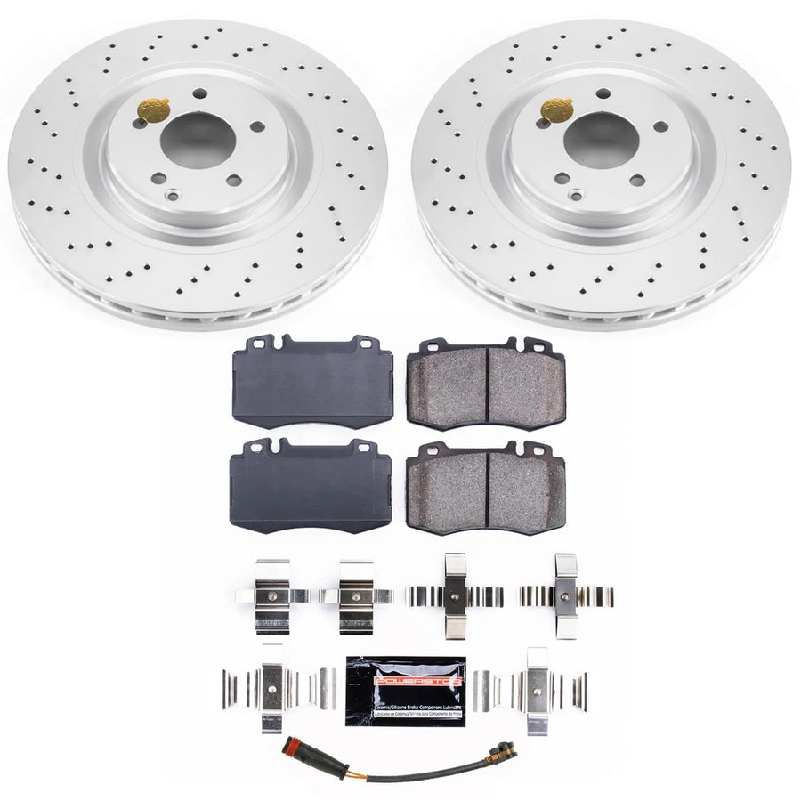 POWERSTOP Brake Kit For Mercedes-Benz SLK55 AMG 2007-2010 Front Geomet Coated Brake Rotors and Brake Pads